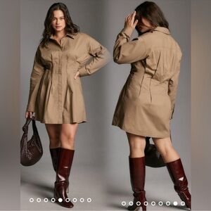 Brand New Anthropologie Pilcro Pintuck Shirt Dress Khaki Size 3X